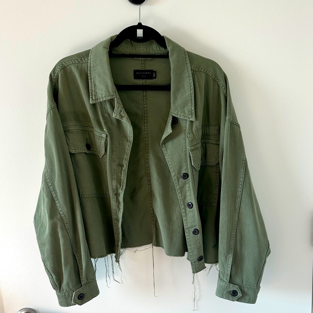 All Saints Green Utility Jacket - Distressed - Lightweight Cotton